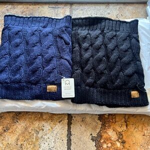 Noble Mount Cable Knit Scarves - Black and Navy